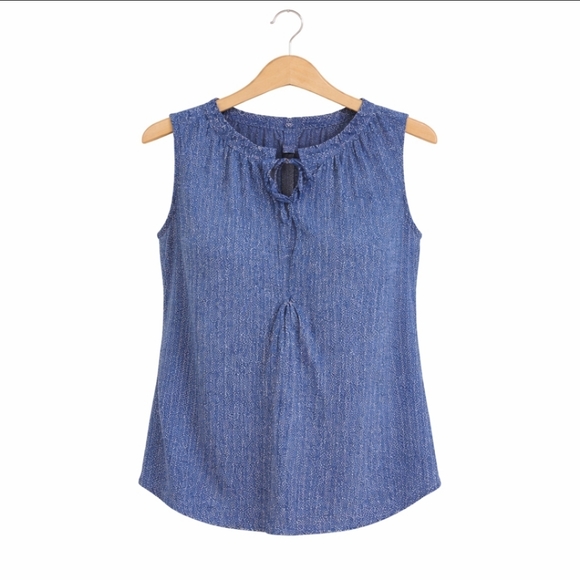 Liz Claiborne Tops - Liz Claiborne Blue Sleeveless Blouse Elastic Neckline Sz Lg